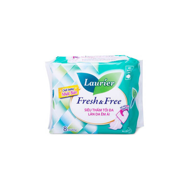 Băng vệ sinh Laurier Fresh & Free Siêu Mỏng cánh 8 Miếng