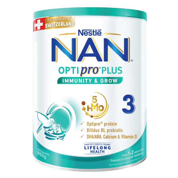 Sữa bột NAN Optipro số 3 850g – Bổ sung 5 HMO, cho trẻ từ 1 đến 2 tuổi