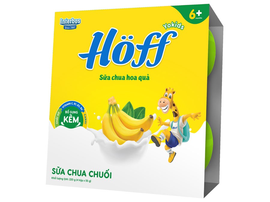 Sữa chua hoa quả Hoff chuối 55g*4/12