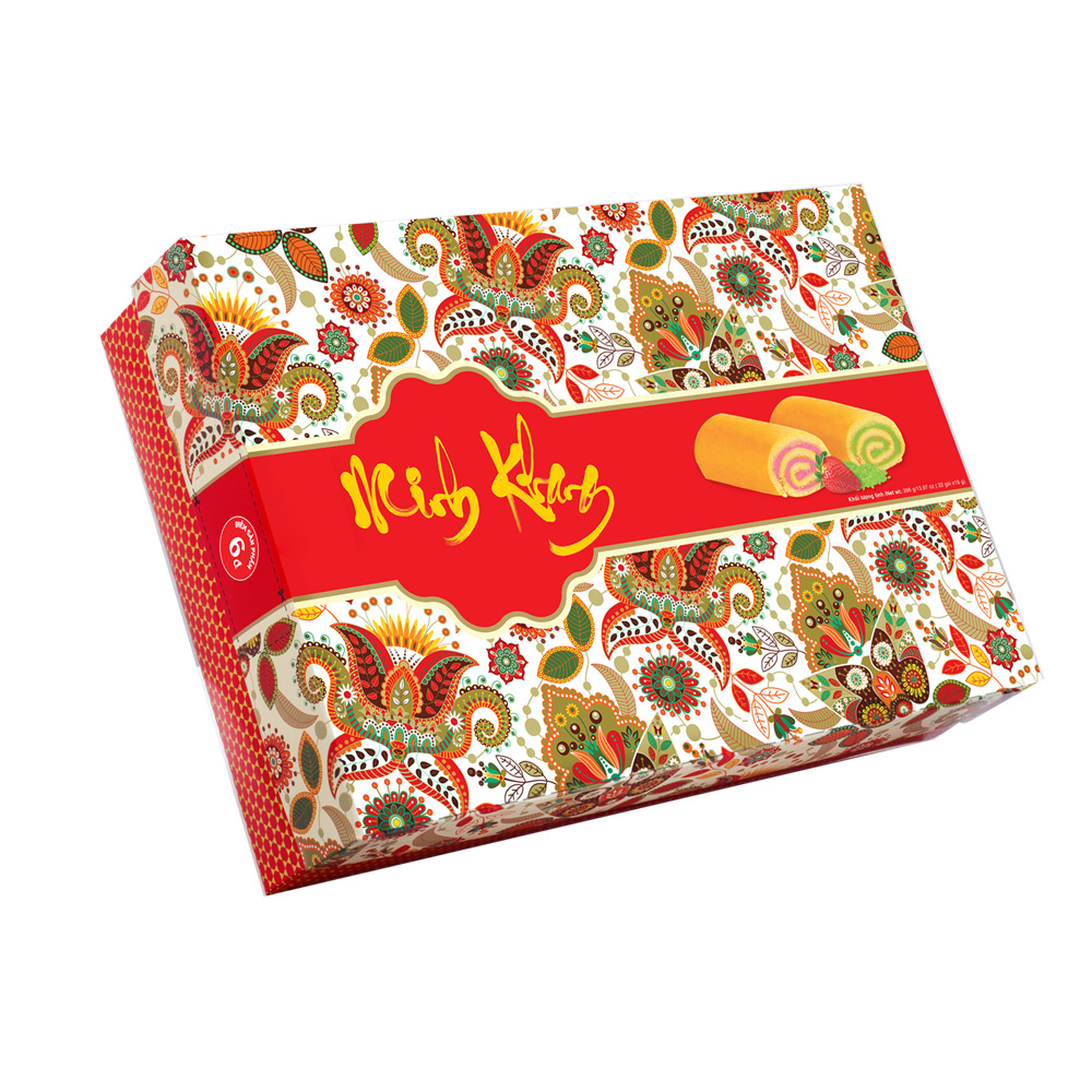 Bánh Hura Swissroll Minh Khang dâu- cốm 324g