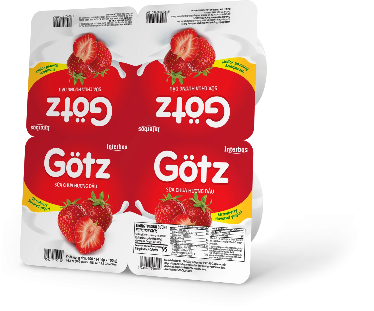 Sữa chua GOTZ hương Dâu 100g*4/12