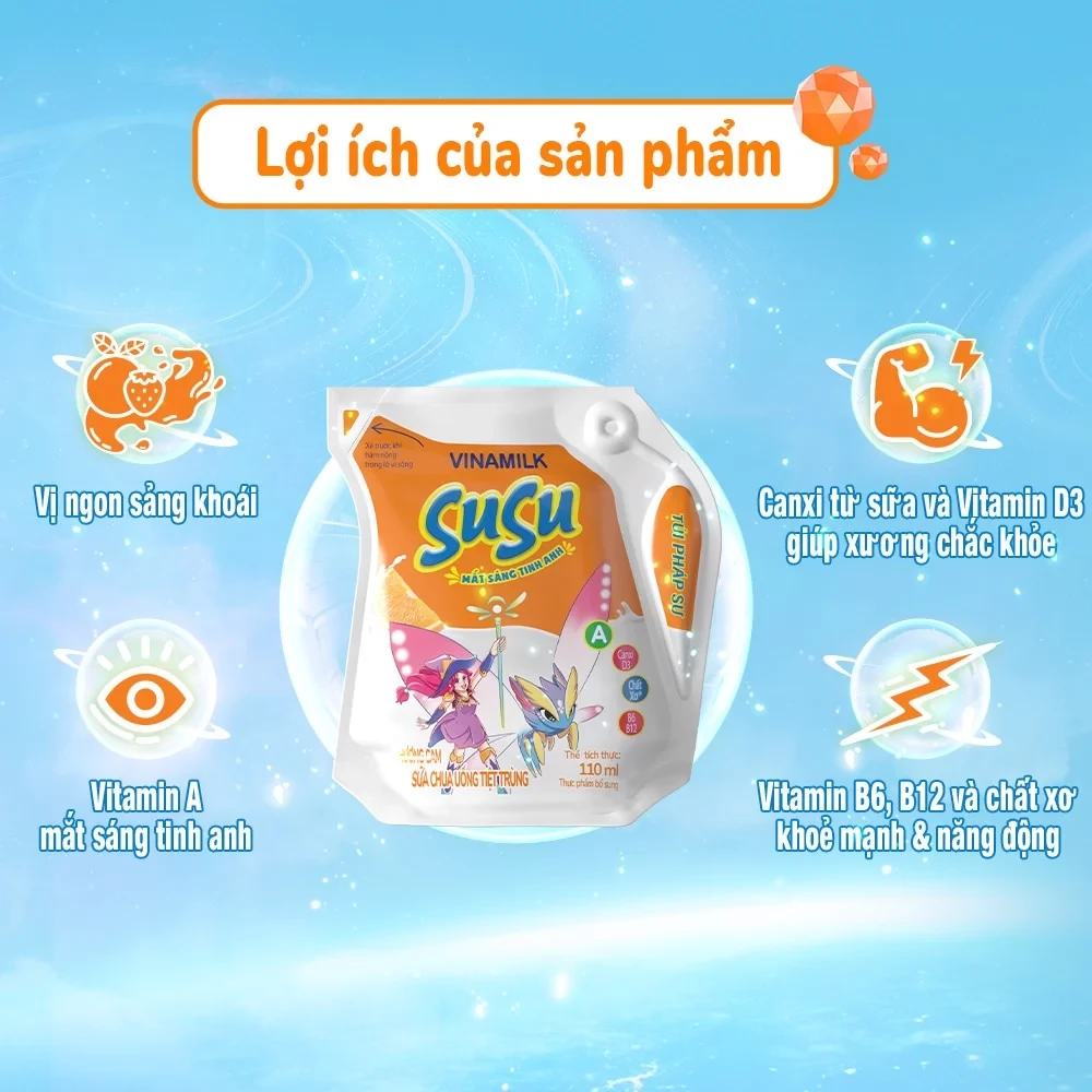 Sữa Chua Hương Cam Vinamilk Susu Túi 110ml/24