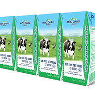 Sữa tươi tiệt trùng Mộc châu 180ml có đường_Lốc 4 hộp