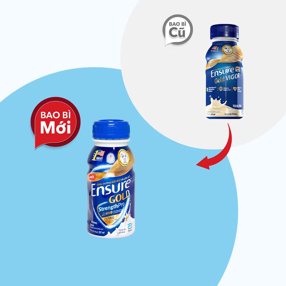 Sữa dinh dưỡng nước Ensure Vigor – Chai 237ml – Bổ sung năng lượng và protein cho người lớn, người bệnh cần phục hồi
