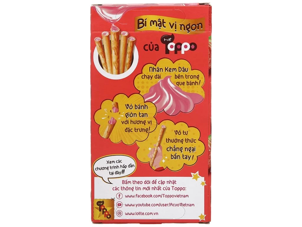 Bánh Toppo nhân dâu 40g/10/60