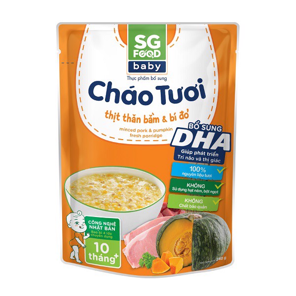 Cháo tươi baby thịt thăn bằm bí đỏ 240g
