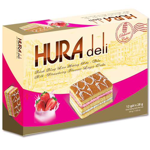 Bánh hura deli 336g/10 (cốm dừa, sữa dâu)