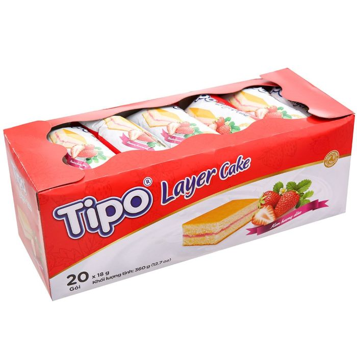 Bánh Tipo bông lan tầng kem hương dâu 360g